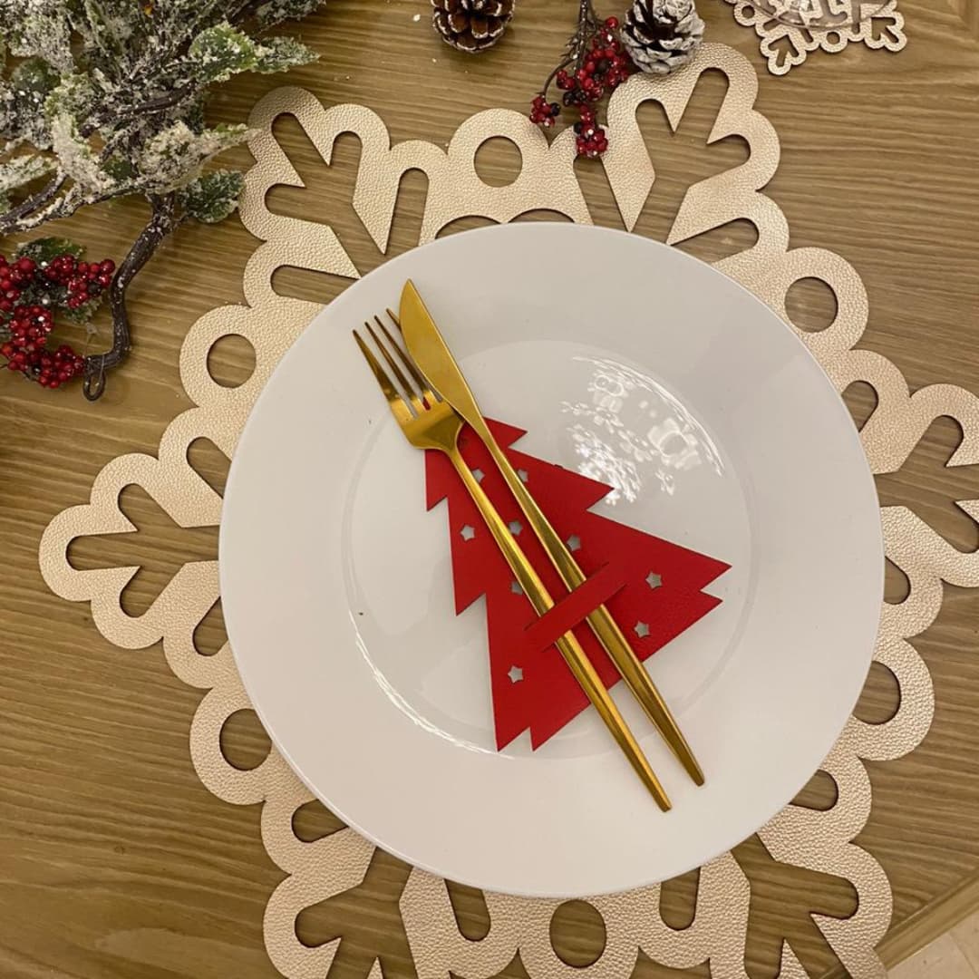 Porta Cubierto Doble Faz - Navidad Modelo Arbol Navidad