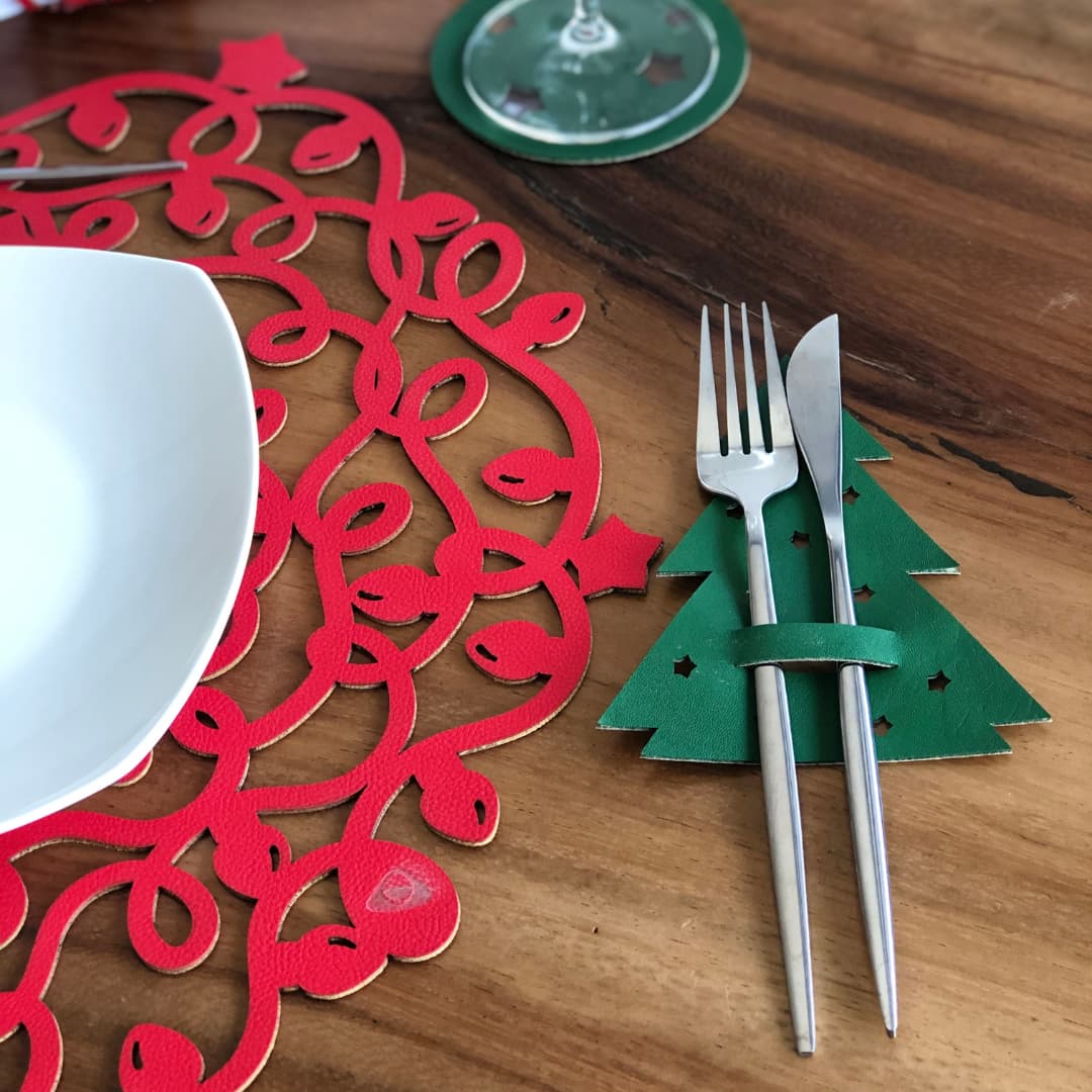 Porta Cubierto Doble Faz - Navidad Modelo Arbol Navidad