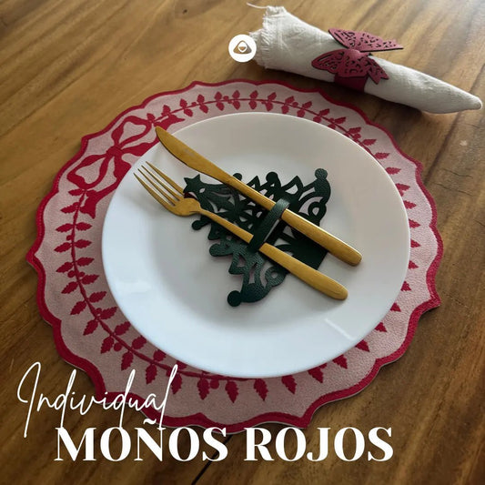 Individual Doble Faz - Galeria Navidad Modelo Moños Rojos - INDIVIDUAL | MYARKA