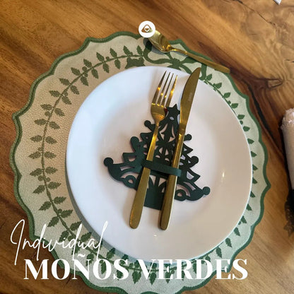 Individual Doble Faz - Galeria Navidad Modelo Moños Verdes - INDIVIDUAL | MYARKA