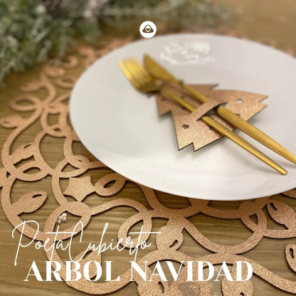 Porta Cubierto Doble Faz - Navidad Modelo Arbol Navidad - PORTACUBIERTO | MYARKA