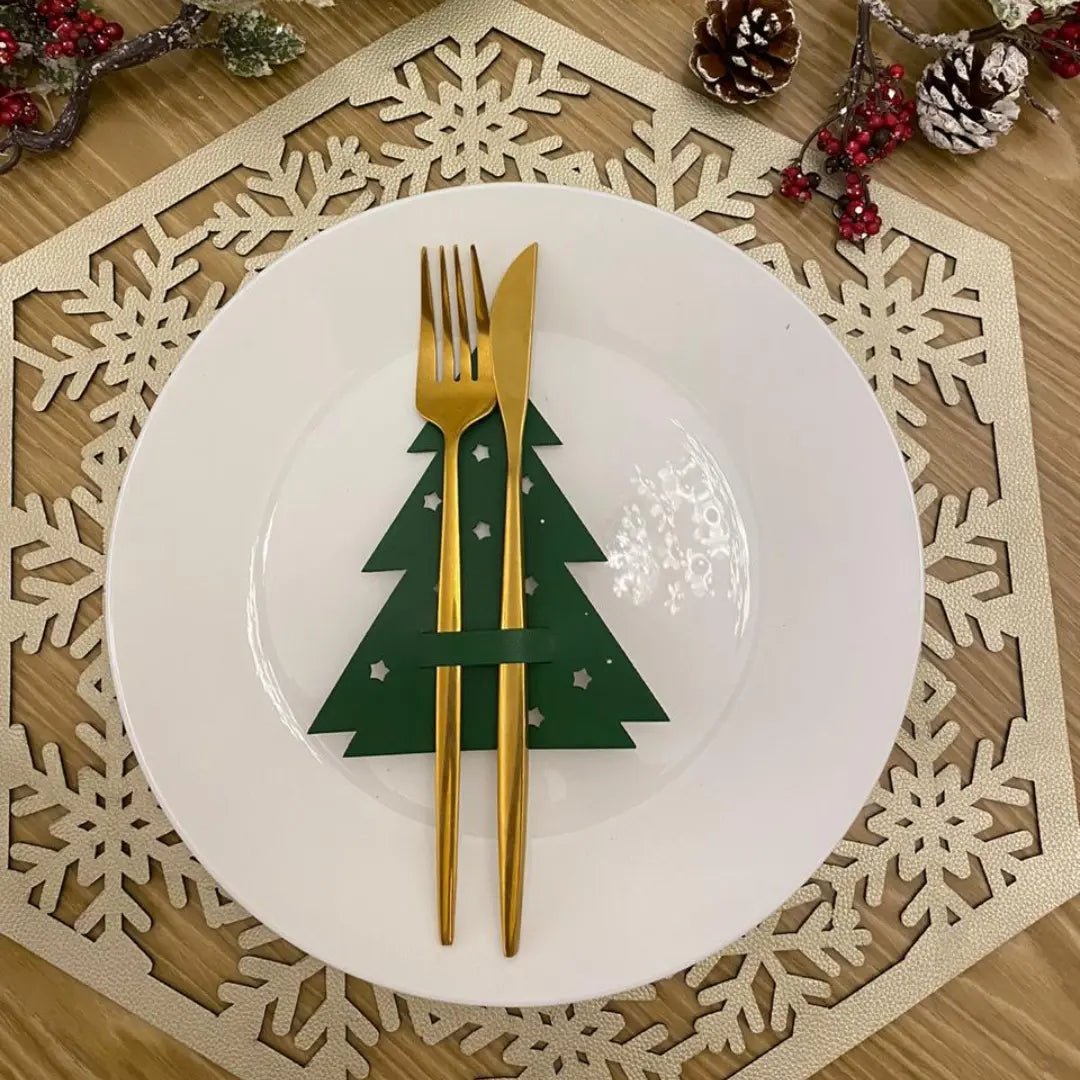 Porta Cubierto Doble Faz - Navidad Modelo Arbol Navidad - PORTACUBIERTO | MYARKA