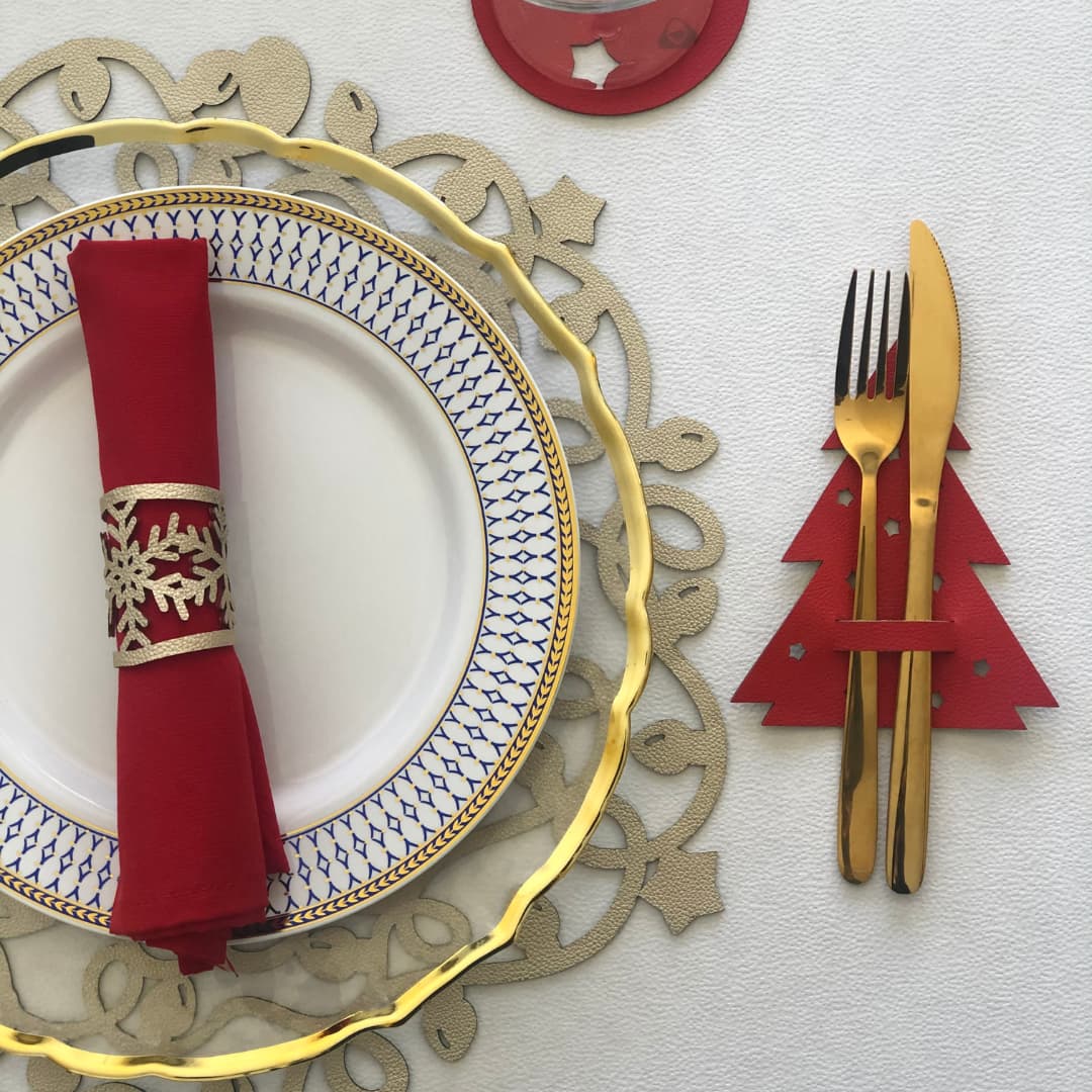 Porta Cubierto Doble Faz - Navidad Modelo Arbol Navidad - PORTACUBIERTO | MYARKA